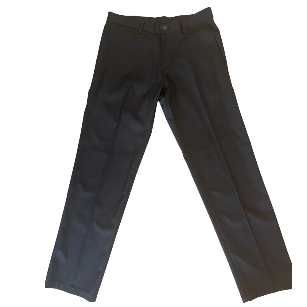 Haggar H26 Mens Dress Pants 30x30 Black Flat Front Straight Leg Trousers